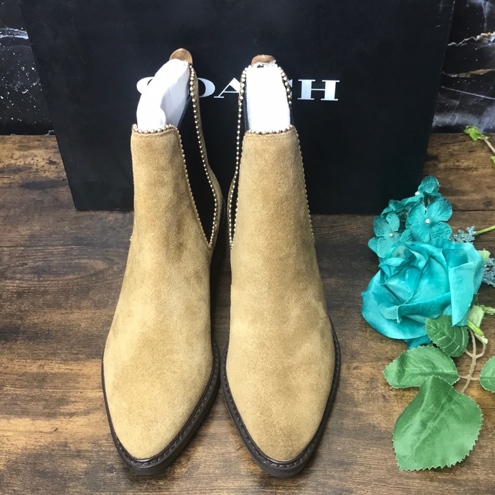 COACH Bowery Beadchain Bootie Umber 5.5 M